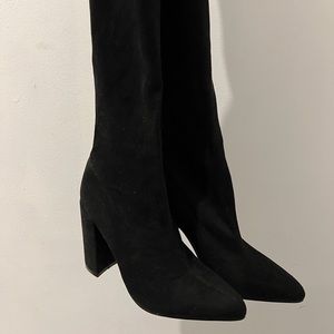 Missguided Black Faux Suede Over The Knee Boots